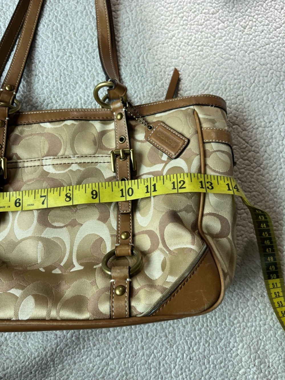 COACH SIGNATURE CANVAS TOTE BAG GOLD - Picture 8 of 10